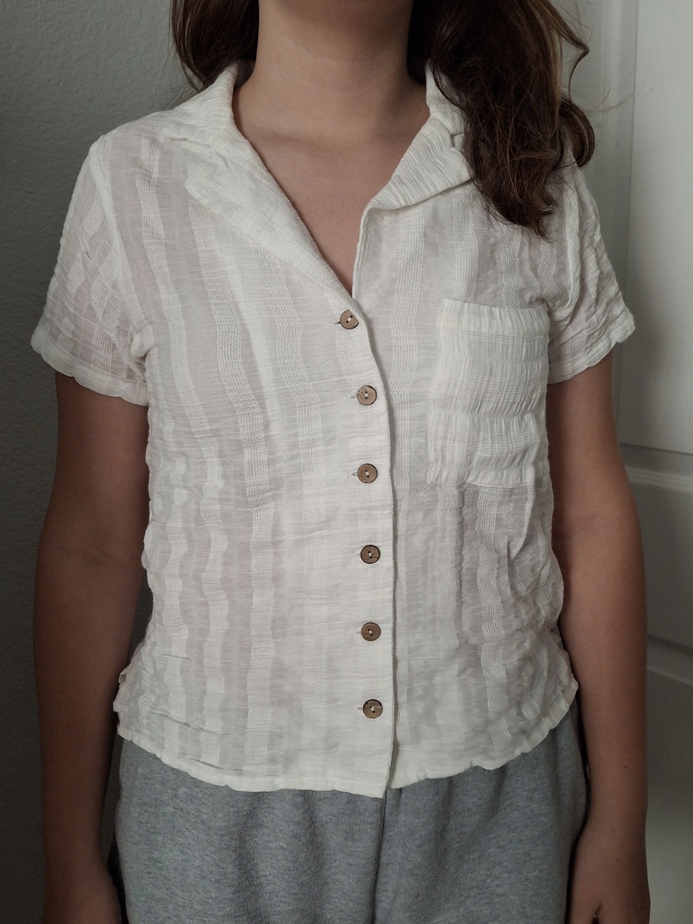 Bohme Ivory Button-Front Short Sleeve Top